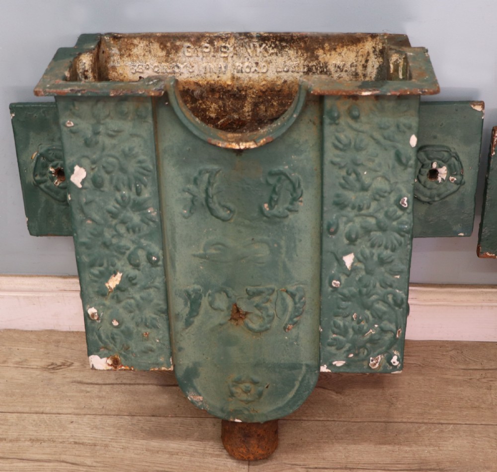  A lovely & unusual original pair of cast iron gutter hoppers. View III