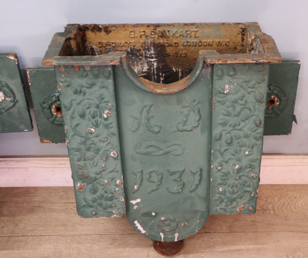  A lovely & unusual original pair of cast iron gutter hoppers. View IV