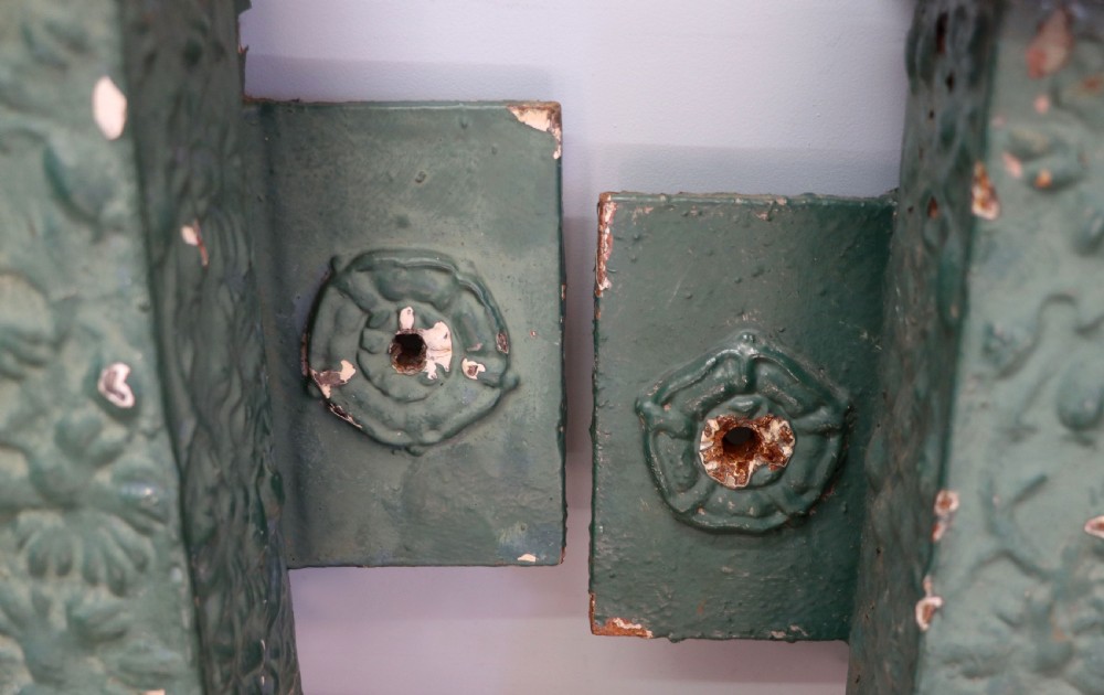  A lovely & unusual original pair of cast iron gutter hoppers. View VII
