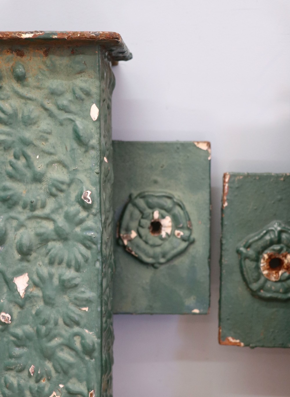  A lovely & unusual original pair of cast iron gutter hoppers. View VIII