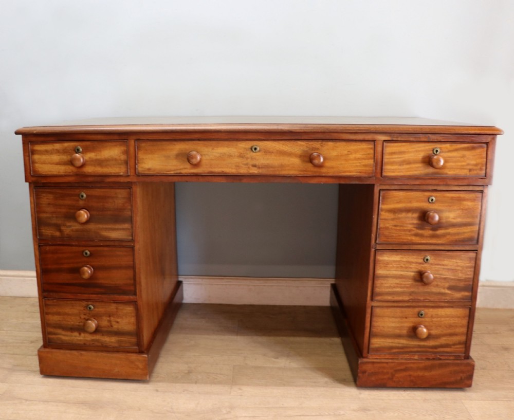 A lovely, honest 19th Century mahogany twin pedestal office desk. View II