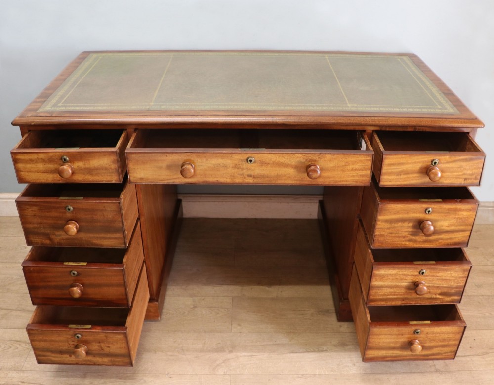 A lovely, honest 19th Century mahogany twin pedestal office desk. View III
