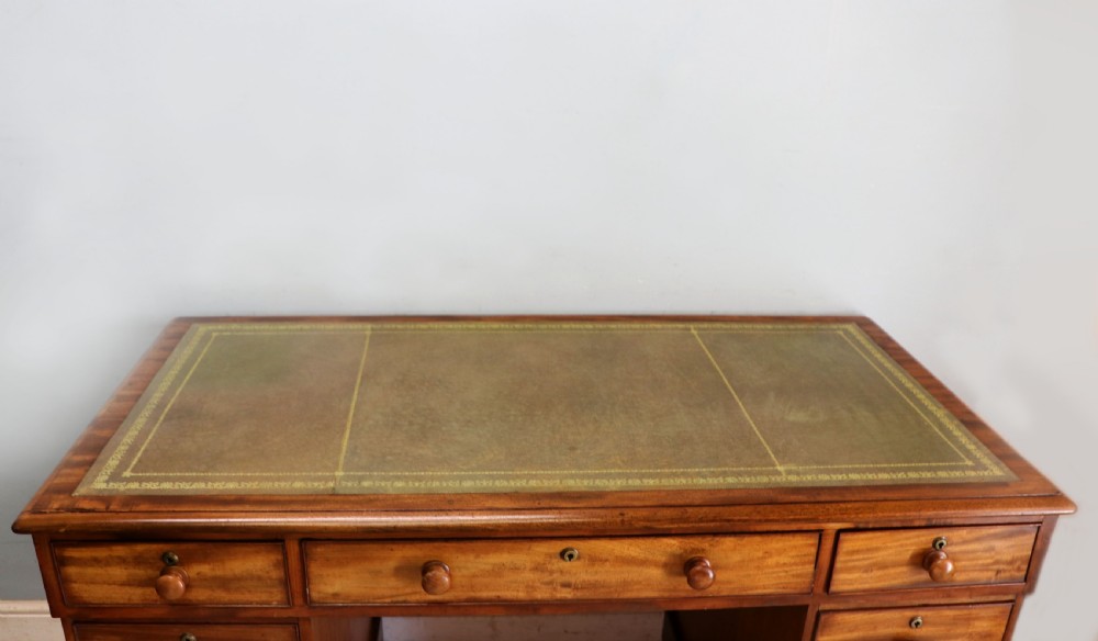 A lovely, honest 19th Century mahogany twin pedestal office desk. View V