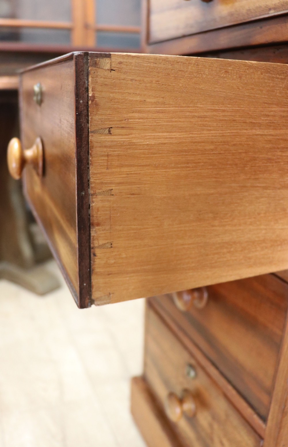 A lovely, honest 19th Century mahogany twin pedestal office desk. View XVIII