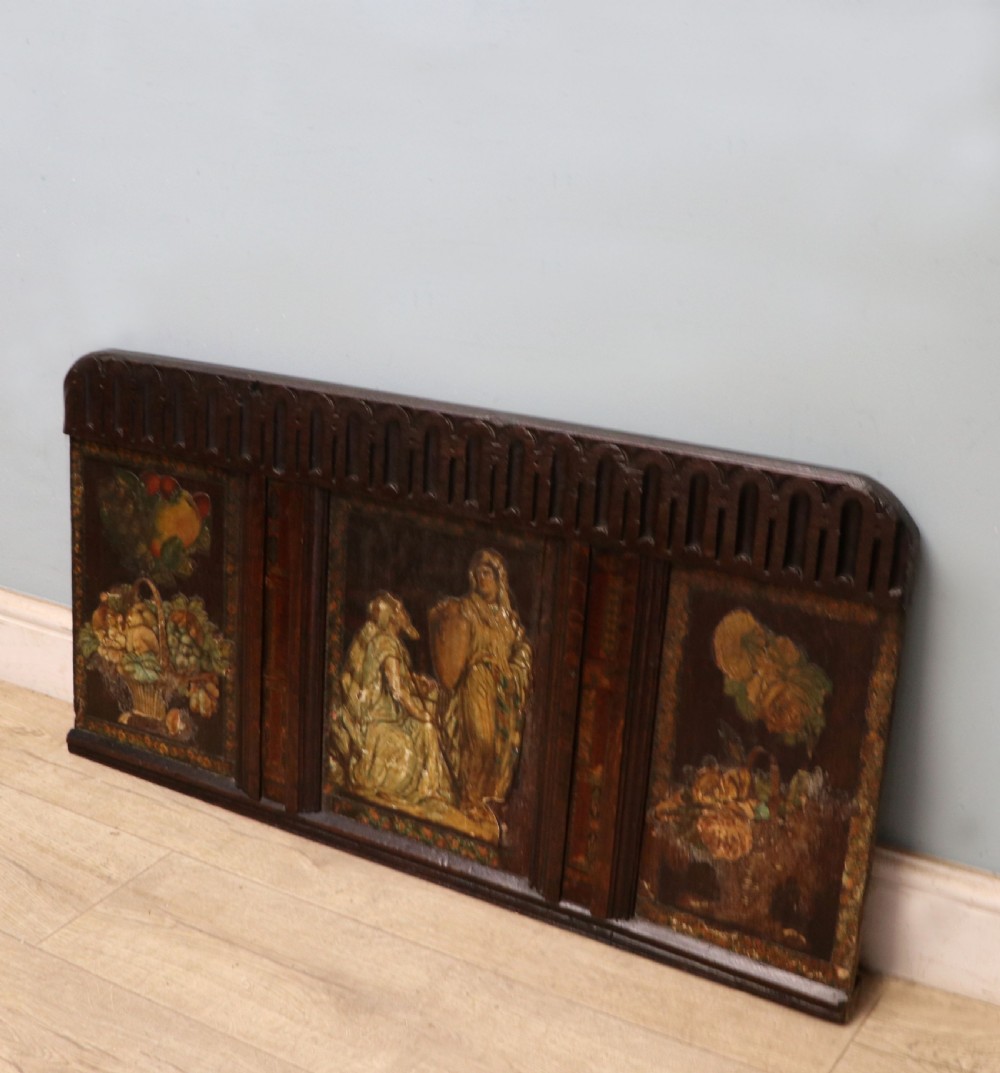 An unusual & rare wall display is crafted from an 18th century oak panel. View II