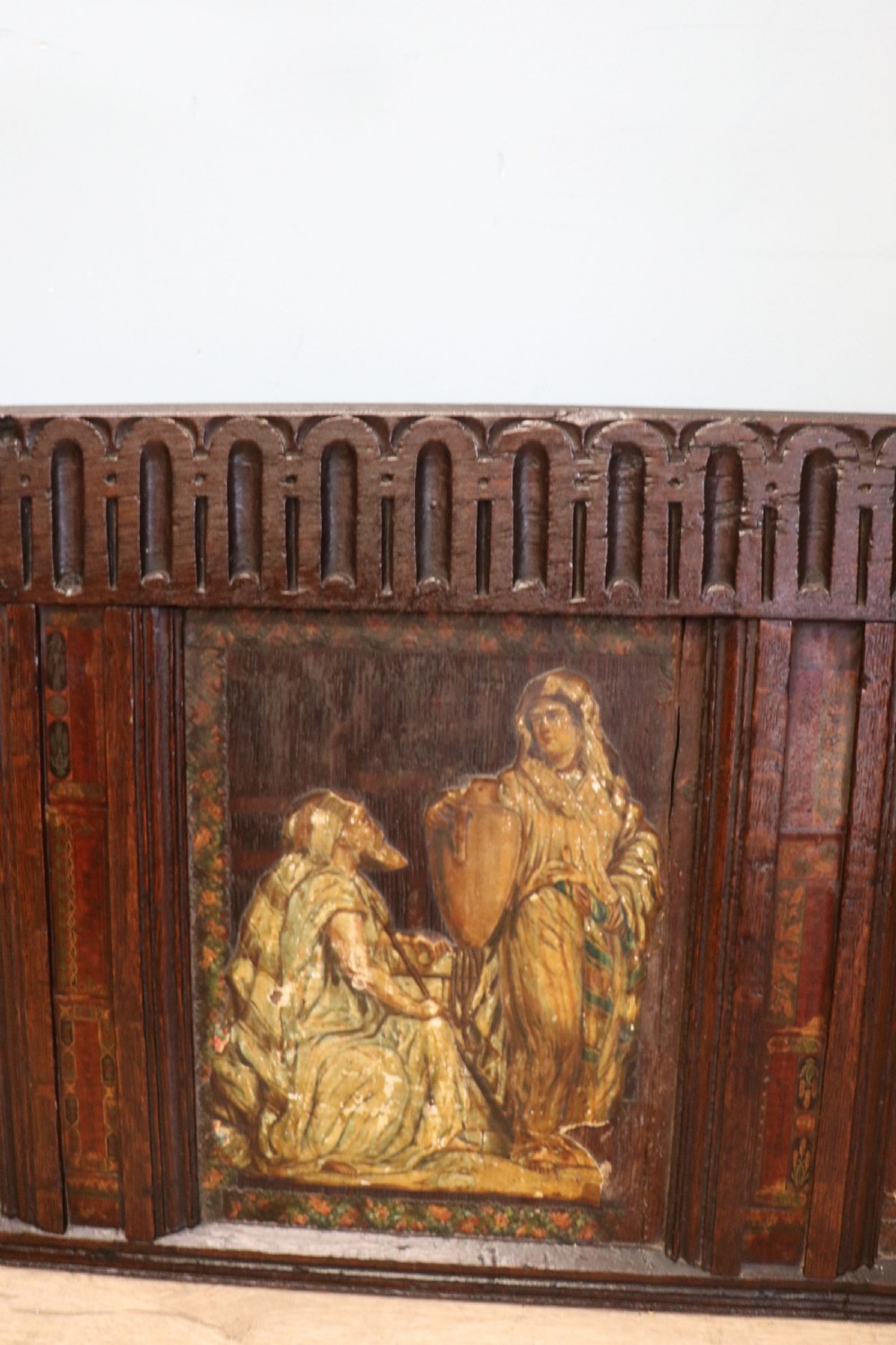 An unusual & rare wall display is crafted from an 18th century oak panel. View V