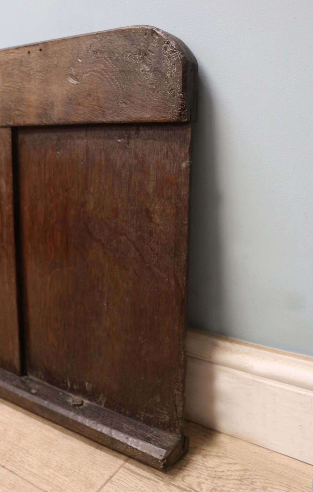 An unusual & rare wall display is crafted from an 18th century oak panel. View X