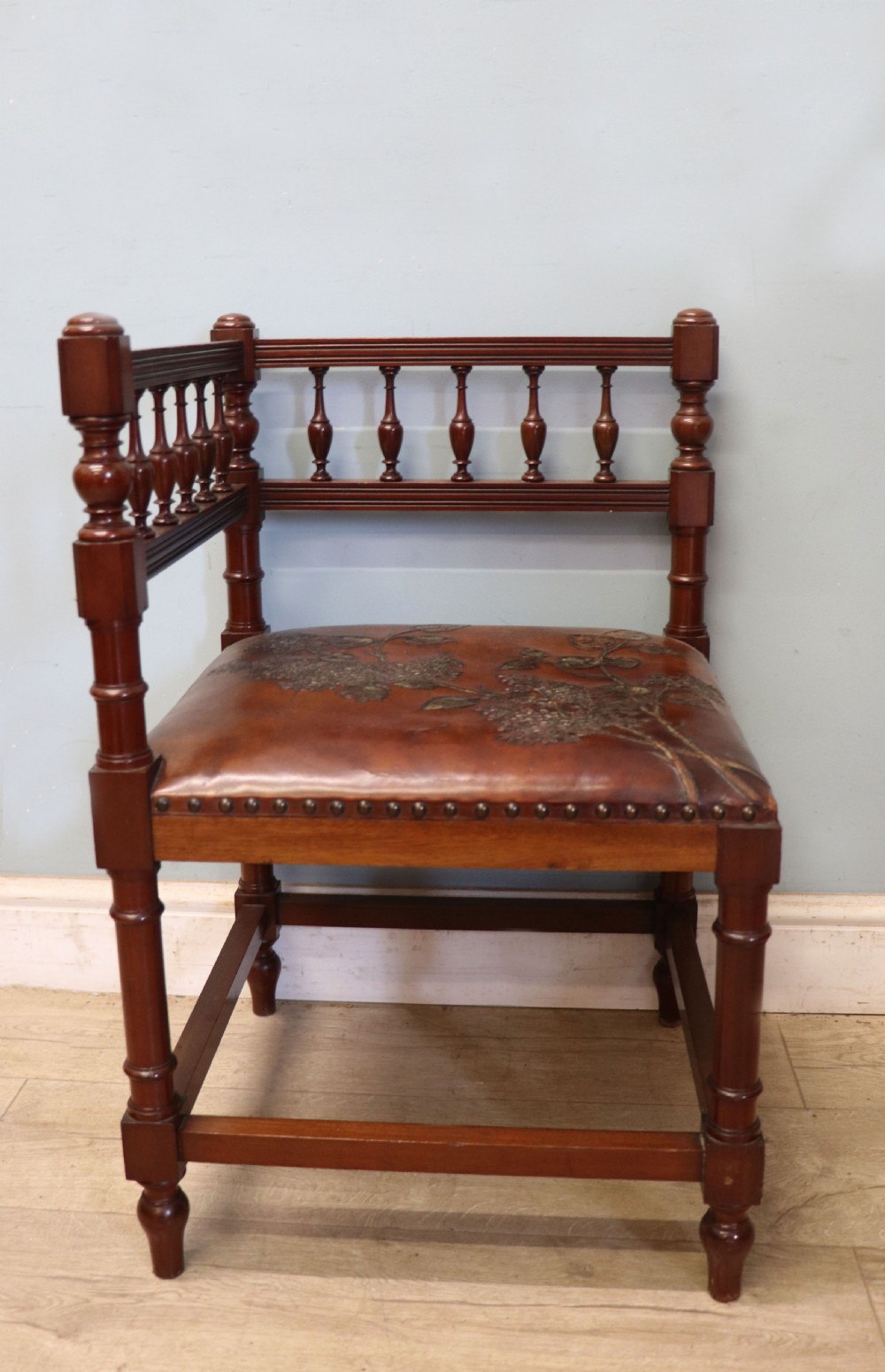 A lovely unusual late Victorian corner chair. View X