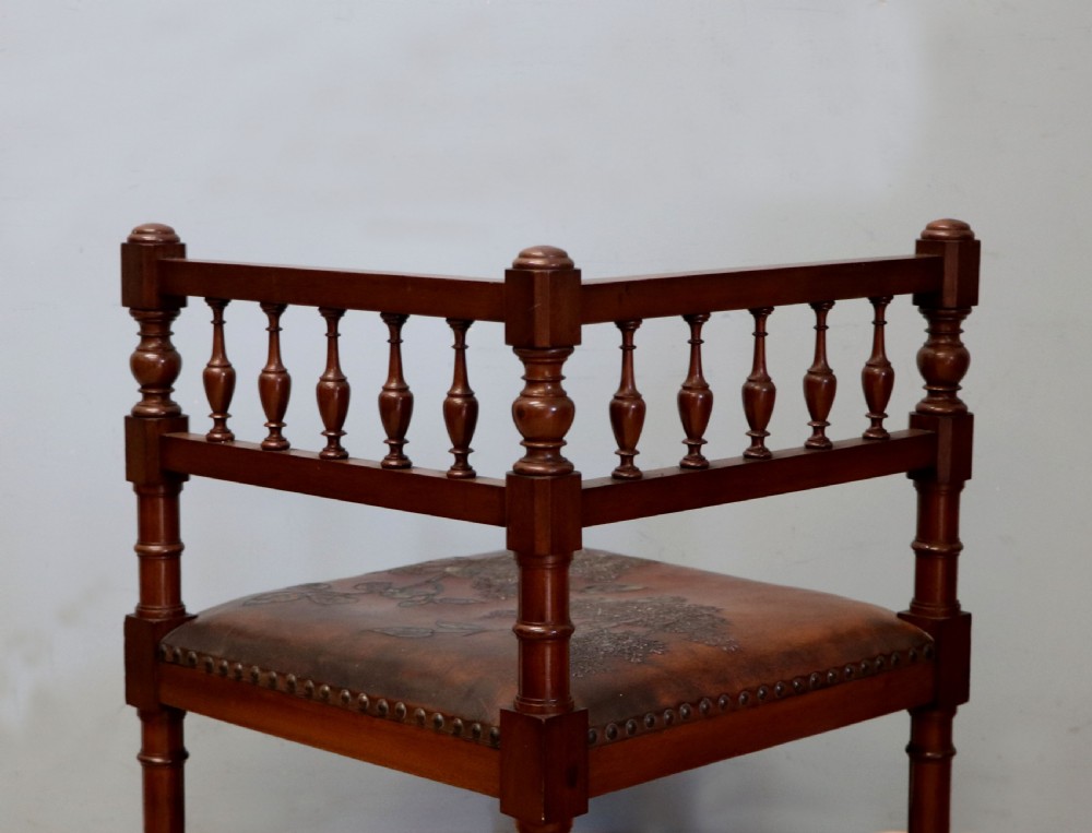 A lovely unusual late Victorian corner chair. View XVI