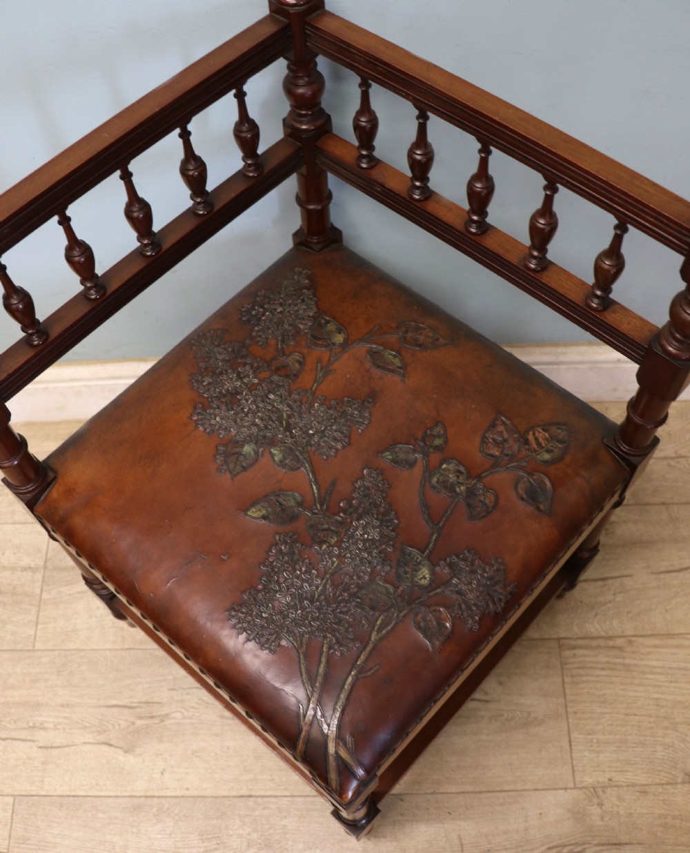 A lovely unusual late Victorian corner chair. View XX