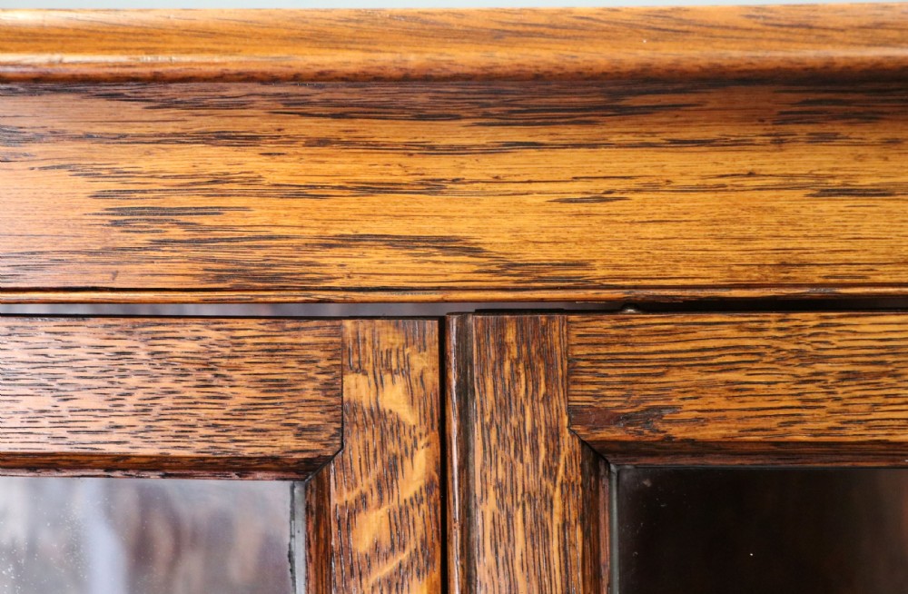 A lovely early 20th century oak framed and lead glazed display cabinet. View IX
