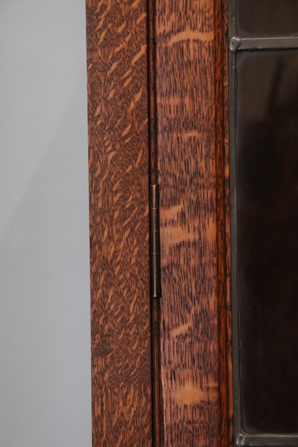 A lovely early 20th century oak framed and lead glazed display cabinet. View XVI