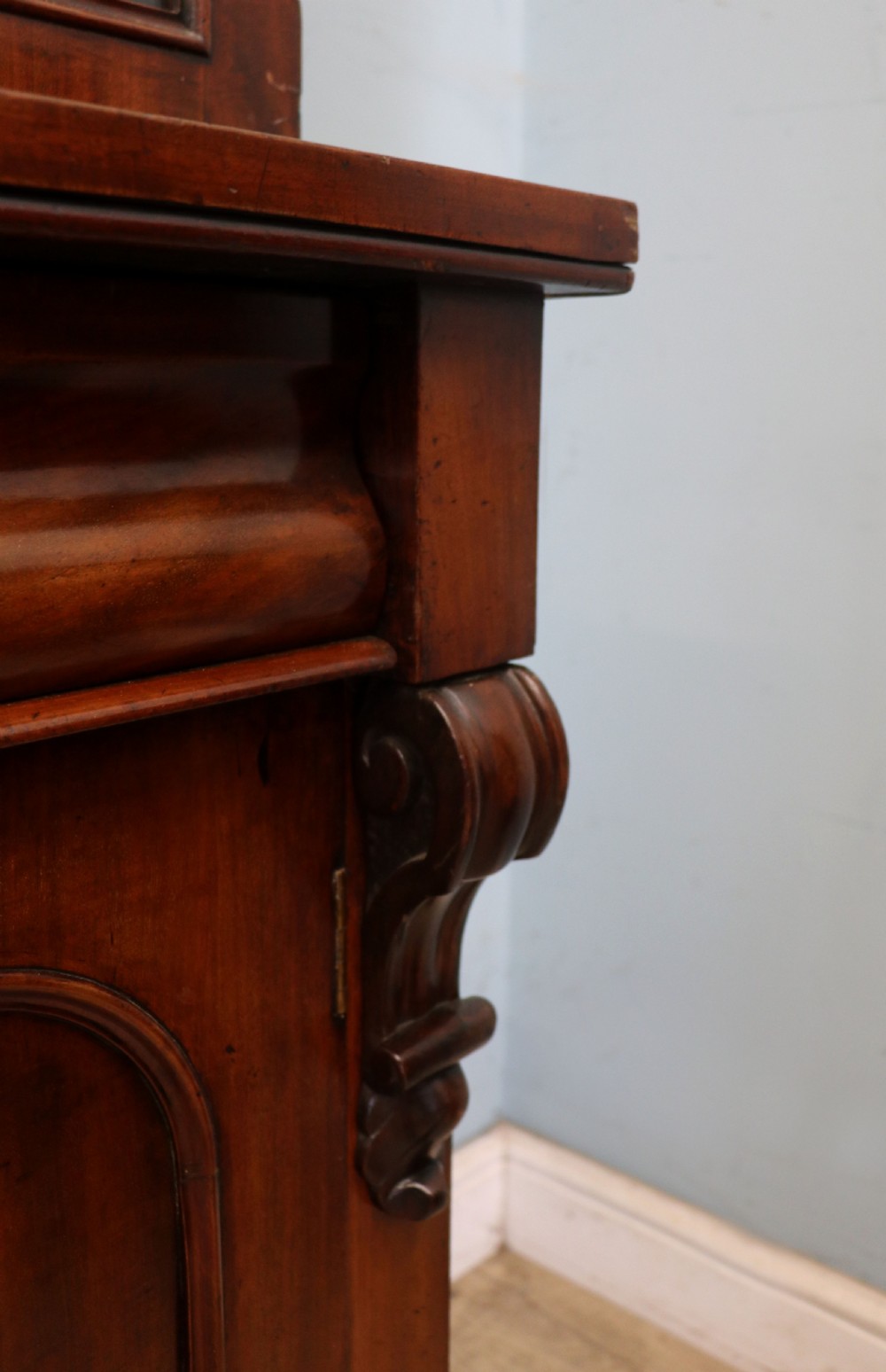 A beautiful quality Victorian mahogany bookcase cabinet, later sign written with the Home Office logo.  View XXVII