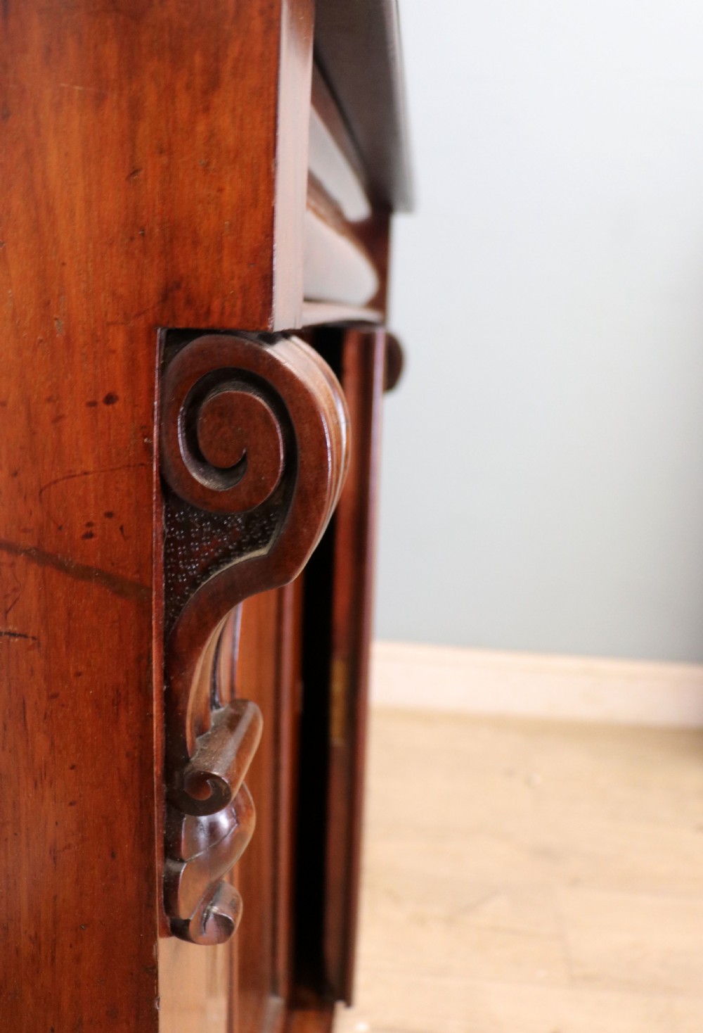 A beautiful quality Victorian mahogany bookcase cabinet, later sign written with the Home Office logo.  View XXVIII