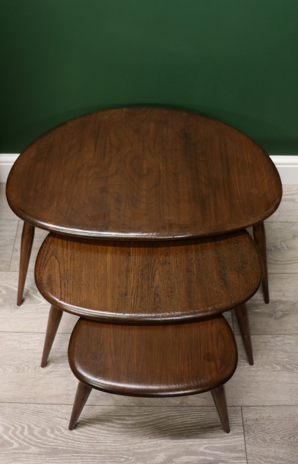 A wonderful iconic nest of three rare Ercol ‘pebble’ tables. View II