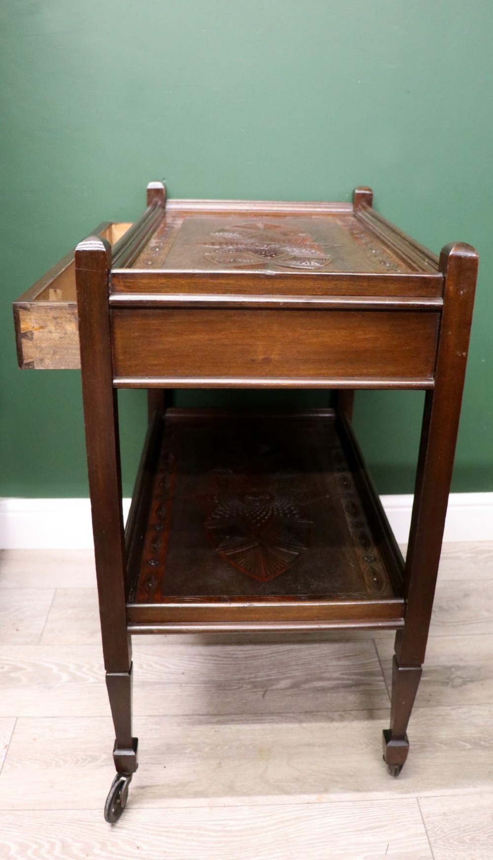 A lovely late 19th century food or tea trolley. View V