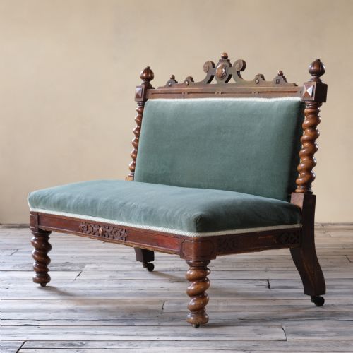 19th Century Barley Twist Oak Hall Bench