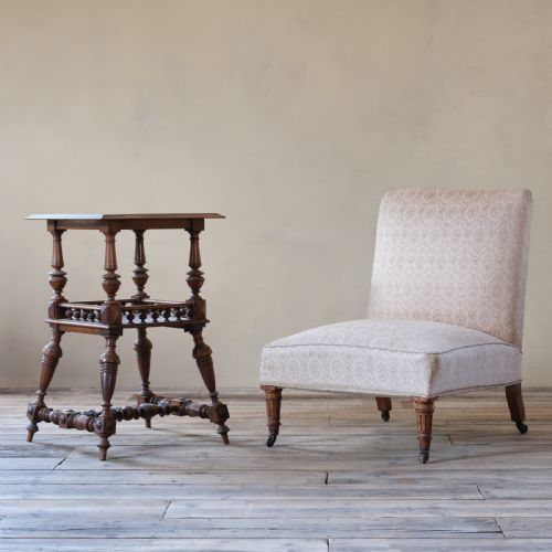 Large 19th Century Walnut Slipper Chair