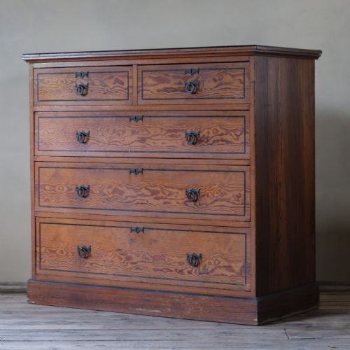 19th Century Aesthetic Movement Pitch Pine Chest of Drawers.