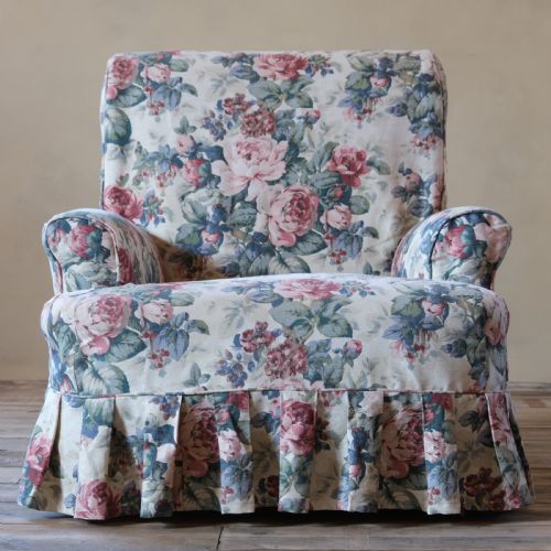 19th Century Country House Armchair in Floral Loose Cover
