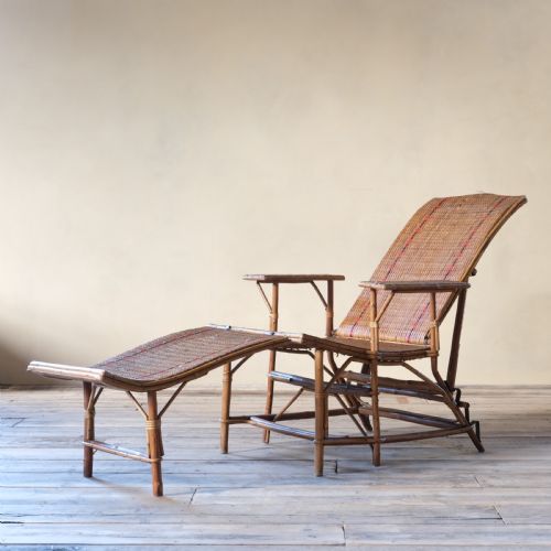 ANTIQUE FRENCH RATTAN LOUNGER CHAISE LOUNGE - ADDITIONAL PHOTO 2