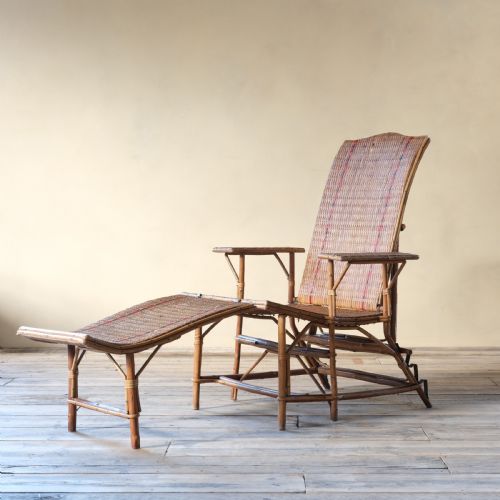 ANTIQUE FRENCH RATTAN LOUNGER CHAISE LOUNGE - ADDITIONAL PHOTO 3