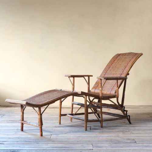 ANTIQUE FRENCH RATTAN LOUNGER CHAISE LOUNGE - ADDITIONAL PHOTO 4