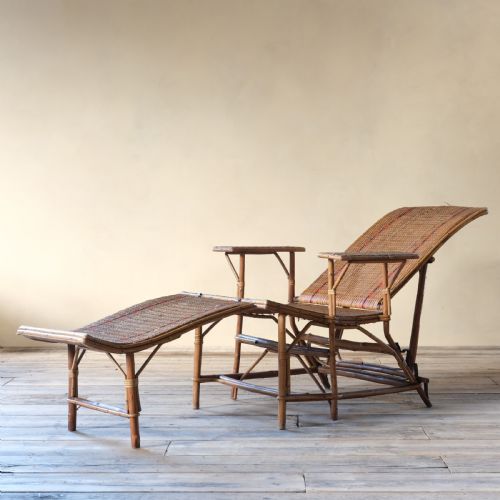 ANTIQUE FRENCH RATTAN LOUNGER CHAISE LOUNGE - ADDITIONAL PHOTO 5