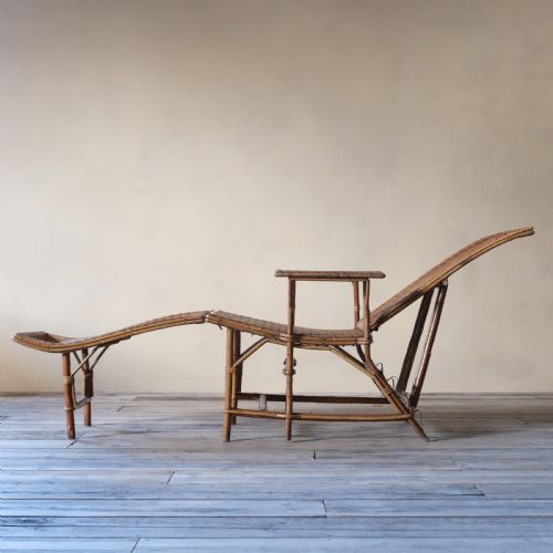 ANTIQUE FRENCH RATTAN LOUNGER CHAISE LOUNGE - ADDITIONAL PHOTO 7