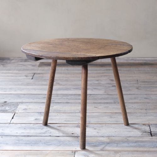 Primitive 19th Century Oak Cricket Table