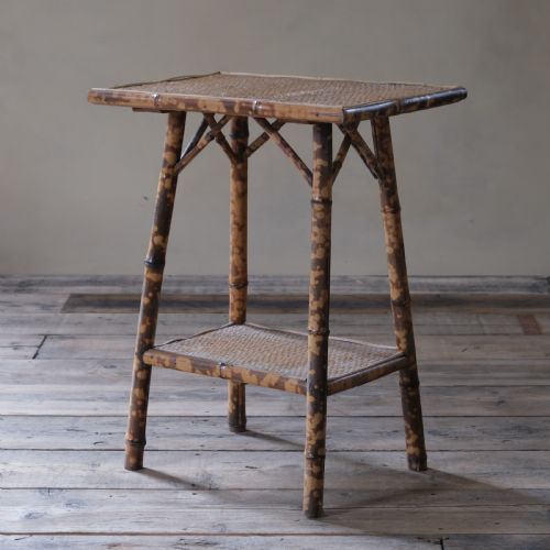 A 2 Tier Bamboo and Rattan Side Table