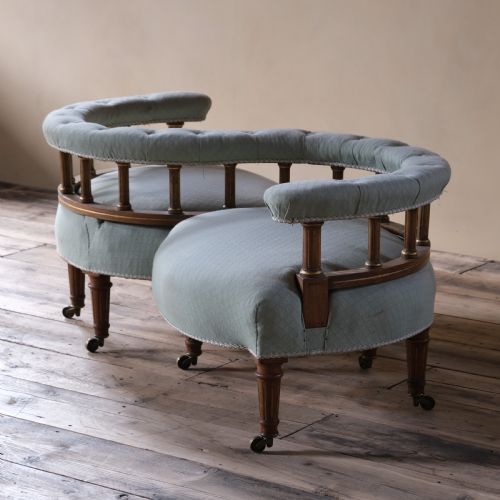 A Petite 19th Century Walnut Conversation Sofa Almost Certainly by Gillows