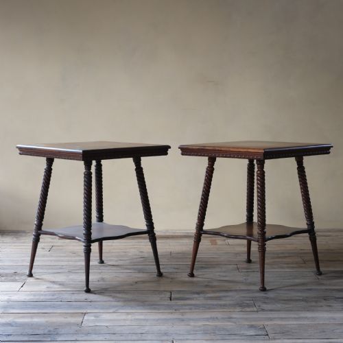Pair of Oak Two Tier Occasional Side Table