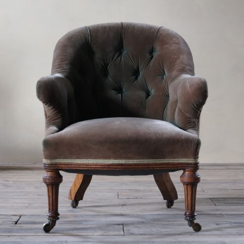fig 1. 19th century Holland and sons armchair in green velvet