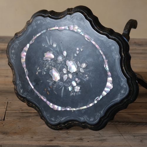 19TH CENTURY MOTHER OF PAPIER MACHE SIDE TABLE - ADDITIONAL PHOTO 5