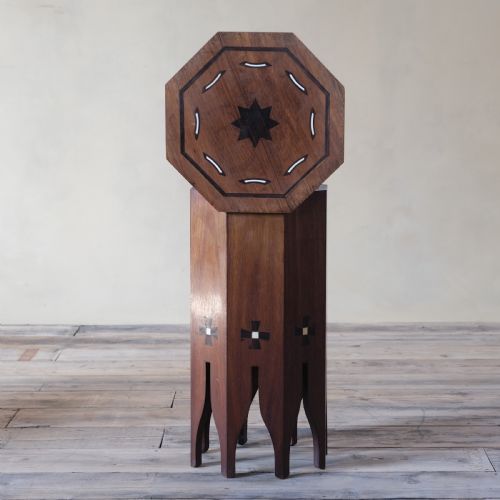 19th Century Moorish Mahogany and Macassar Ebony Side Table.