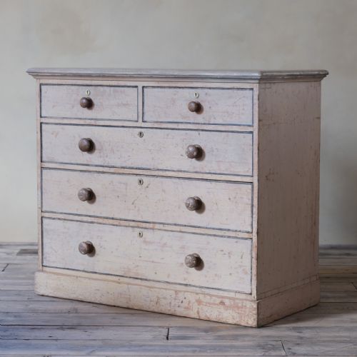 19th Century Pine Chest of Drawers in Original Paint