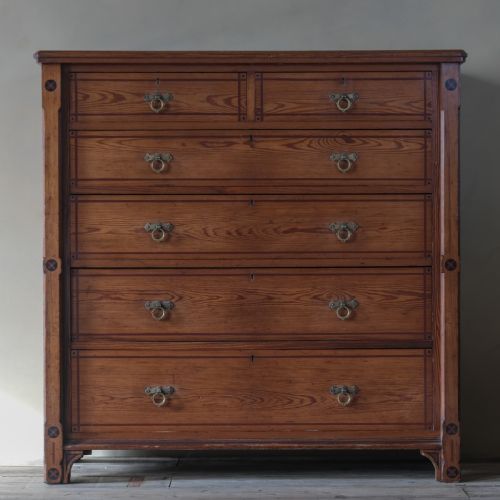 19th Century Aesthetic Movement Pitch Pine Chest of Drawers