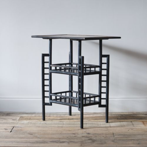 ANGLO JAPANESE BLACK LACQUERED 3 TIER SIDE TABLE - ADDITIONAL PHOTO 2