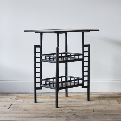 ANGLO JAPANESE BLACK LACQUERED 3 TIER SIDE TABLE - ADDITIONAL PHOTO 4
