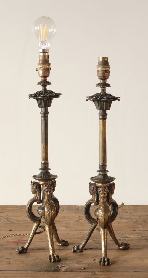 Pair of Early 20th Century Brass Lamps