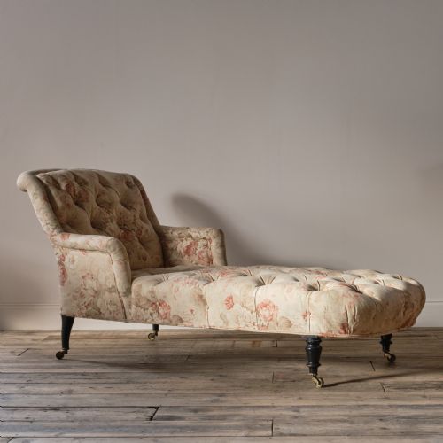 19th Century French Daybed in Floral Linen