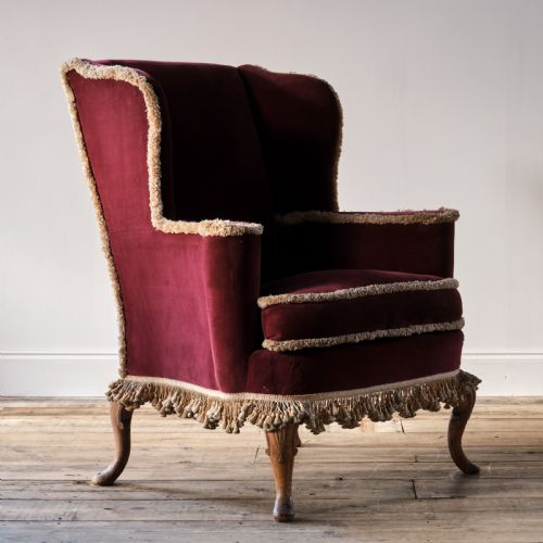 Queen Anne Style Wingback Armchair
