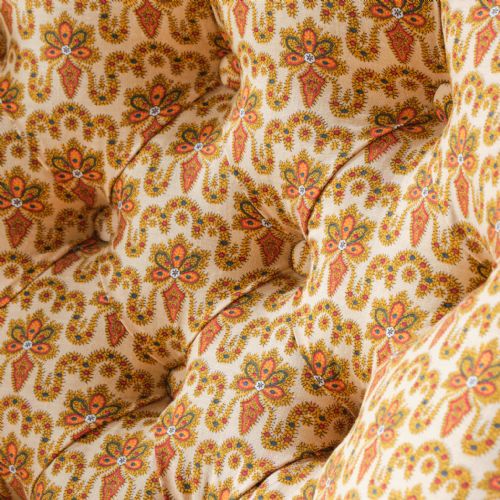 19TH CENTURY BUTTONED BACK TUB ARMCHAIR IN VINTAGE FRENCH COTTON - ADDITIONAL PHOTO 10