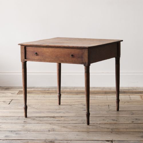 Early 19th Century Dry Oak 2 Drawer Side Table
