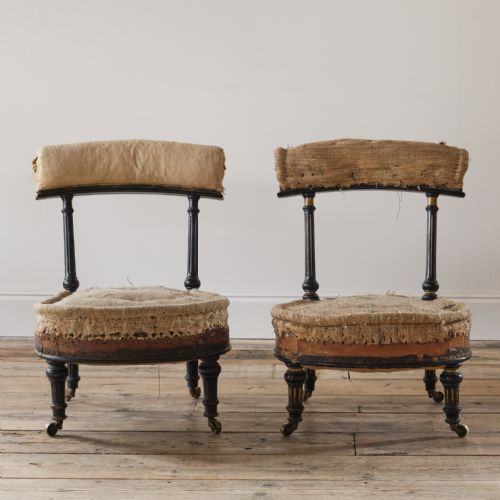 Matched Pair of 19th Century Slipper Chairs