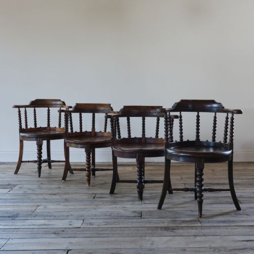 19th Century Harlequin Set of 4 Ash and Elm Bobbin Chairs