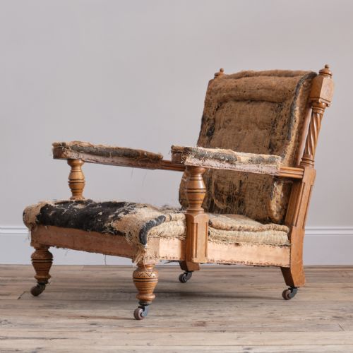19th Century Carved Oak Open Armchair
