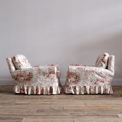 PAIR OF FLORAL COUNTRY HOUSE ARMCHAIRS - ADDITIONAL PHOTO 1