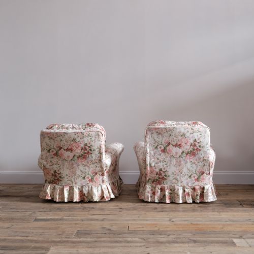 PAIR OF FLORAL COUNTRY HOUSE ARMCHAIRS - ADDITIONAL PHOTO 3
